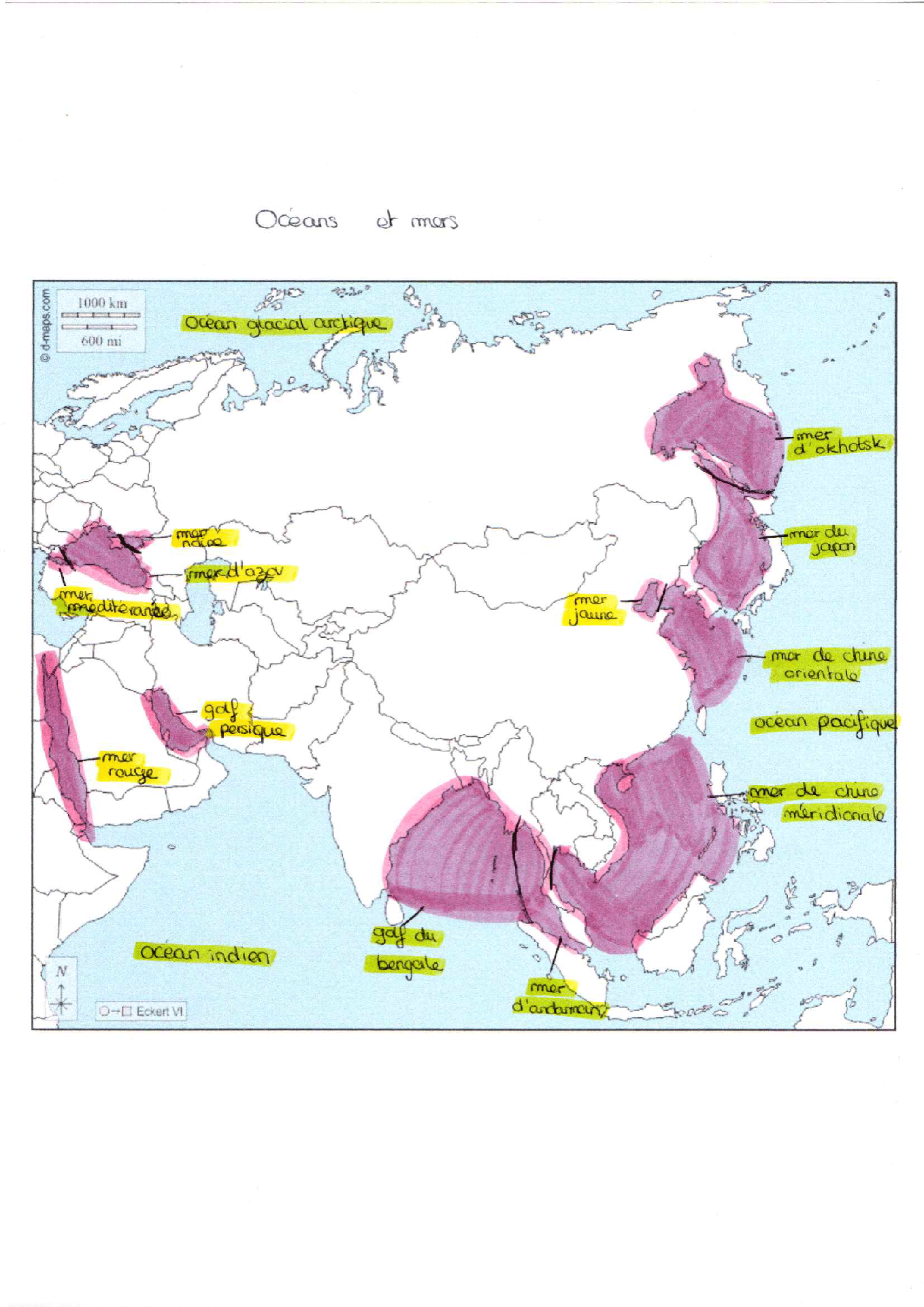 Carte géo Océans et mers faite par LuLu