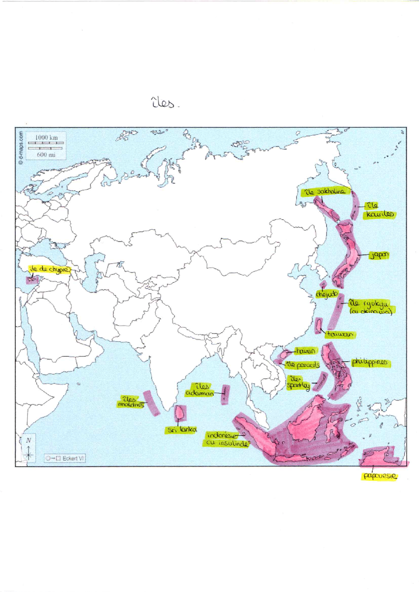 Carte géo îles faite par LuLu